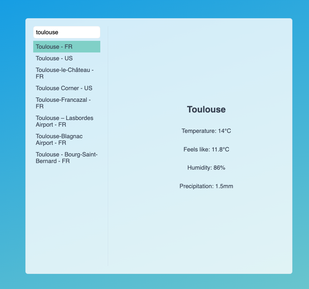 Figure 3. Weather information