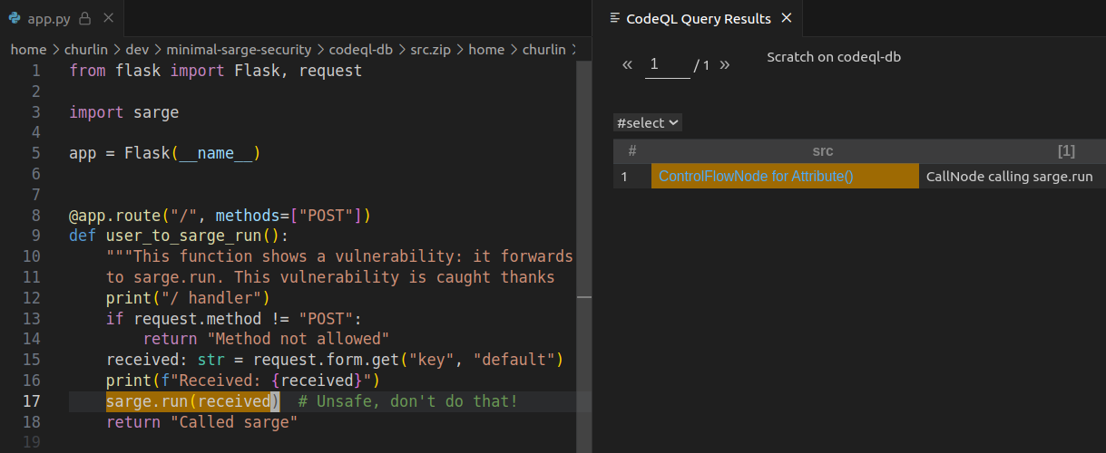 Result of final debug query